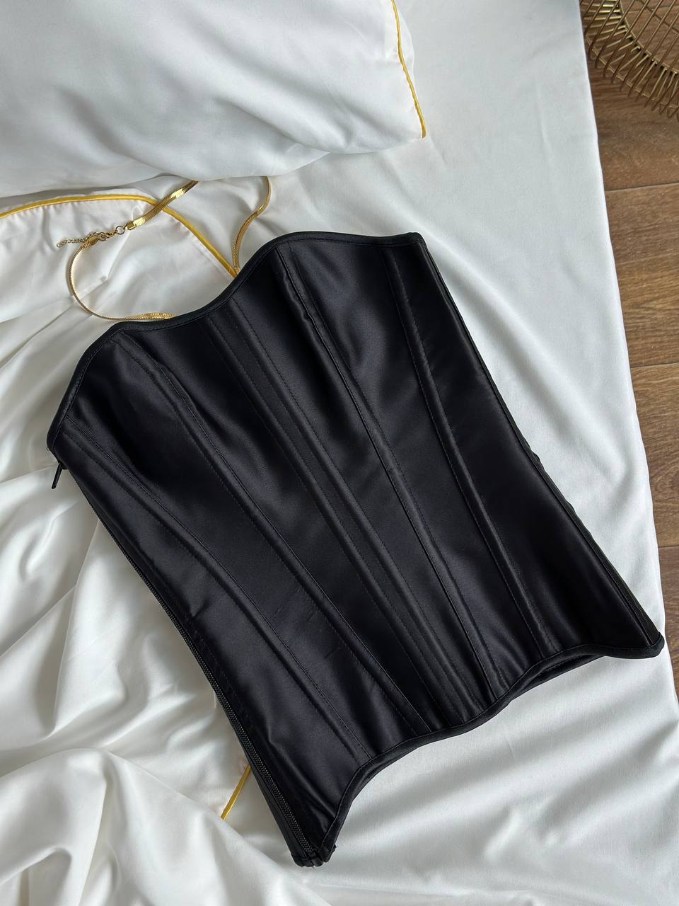 After-Hours Pulse — Black Corset Lingerie Set in Black — product view 4