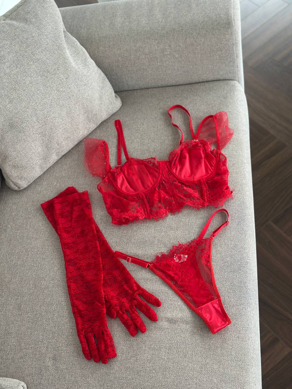 Barely There Bloom — Corset Lingerie Set in Neutral — product view 3