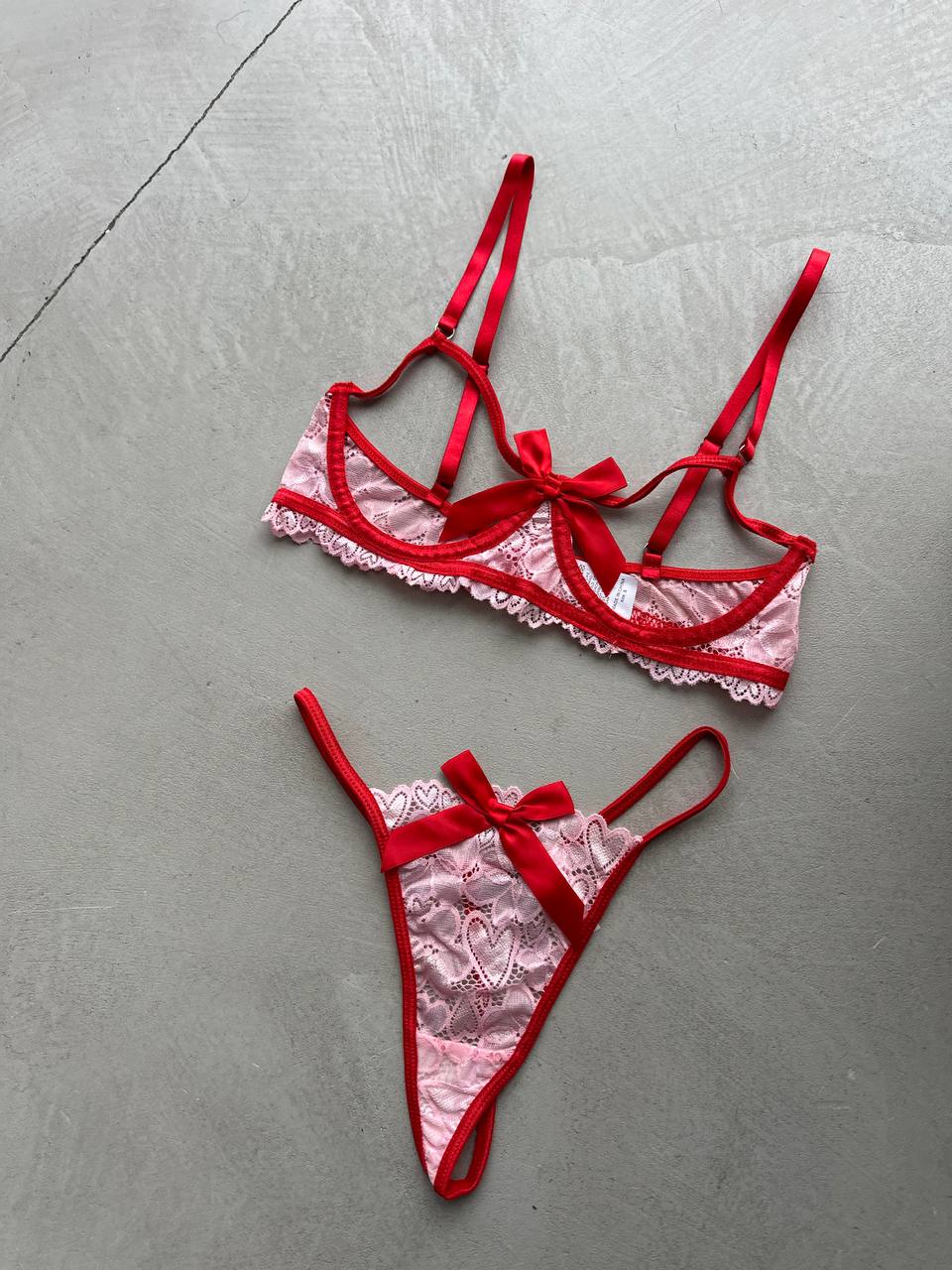 Rouge Signal — Red Lace Lingerie Set in Red — product view 2
