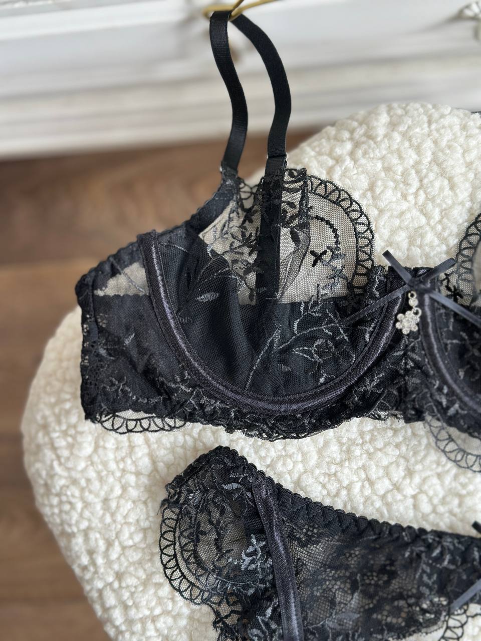 After-Hours Affair — Black Lace Lingerie Set in Black — product view 4
