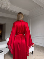 Red Hot Bloom — Red Lace Peignoir Set in Red — product view 2
