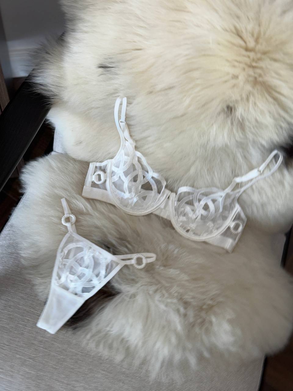 Pearl Voltage — White Lace Lingerie Set in White — product view 3