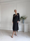 Quiet Heat Kiss — Lace Peignoir Set in Neutral — front view