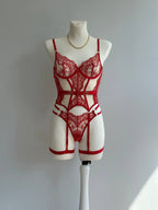Crimson Signal — Red Lace Lingerie Set in Red — product view 3