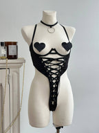 Noir Signal — Black Sheer Bodysuit in Black — product view 3