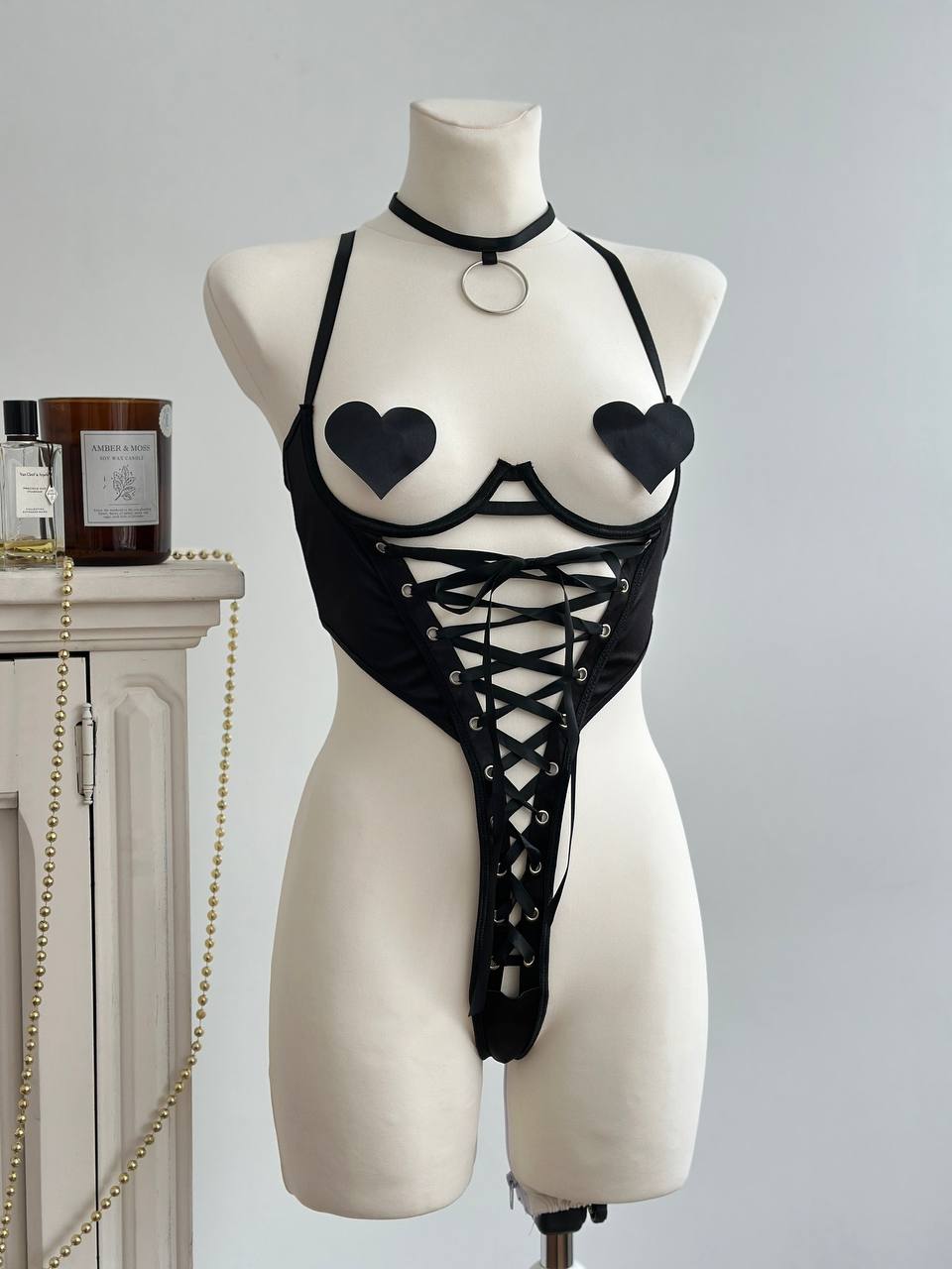 Noir Signal — Black Sheer Bodysuit in Black — product view 3
