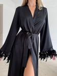 Eclipse Ritual — Black Lace Peignoir Set in Black — front view