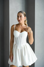Pearl Bloom — White Corset Lingerie Set in White — product view 3