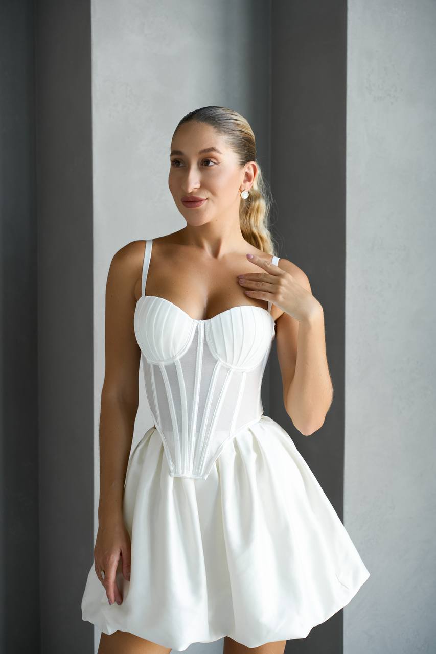 Pearl Bloom — White Corset Lingerie Set in White — product view 3
