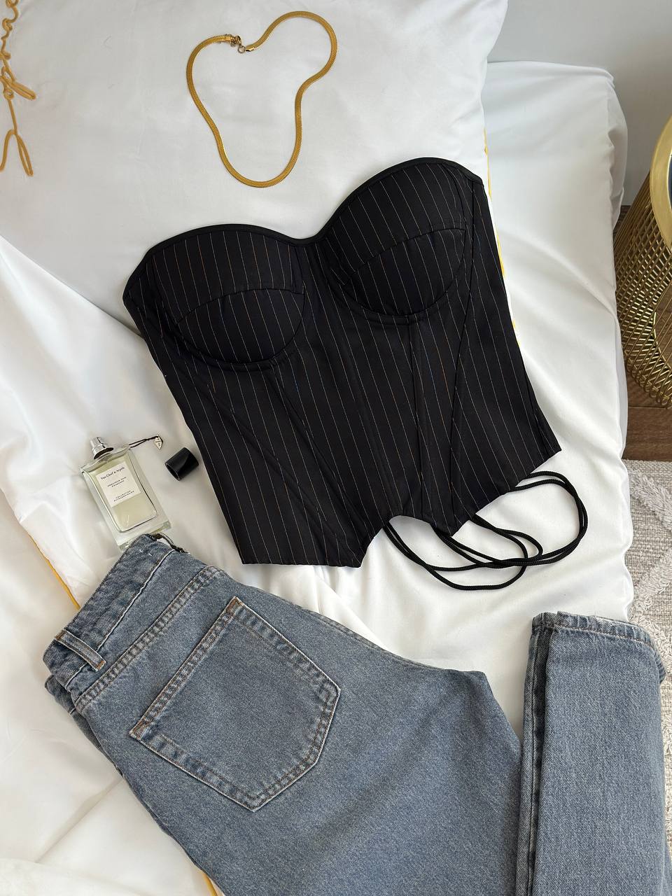 Noir Pulse — Black Corset Lingerie Set in Black — product view 2