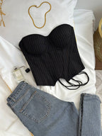 Noir Pulse — Black Corset Lingerie Set in Black — product view 2