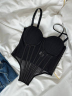 After-Hours Glimmer — Black Corset Lingerie Set in Black — product view 4