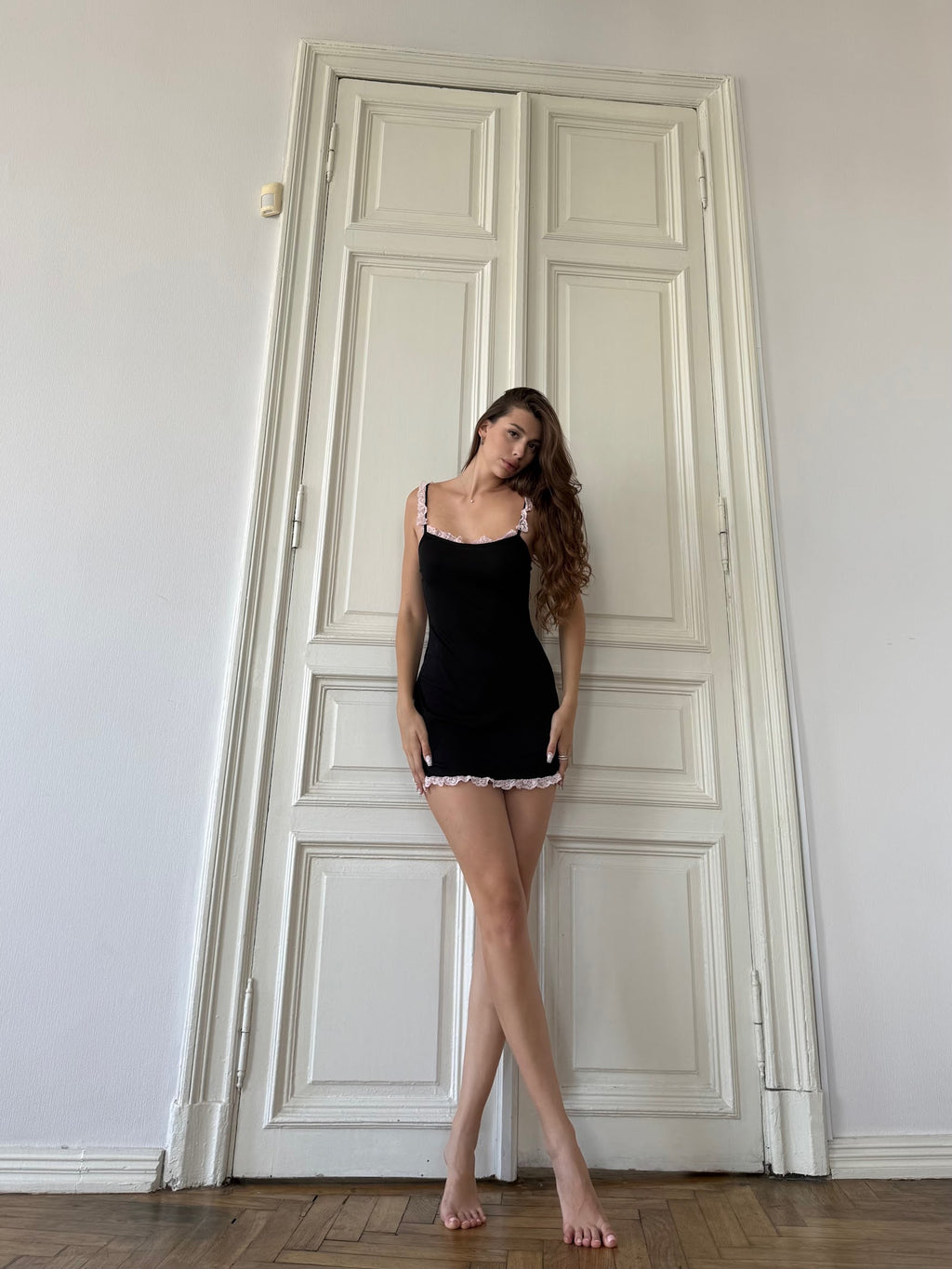 After-Hours Spell — Black Lace Peignoir Set in Black — product view 4