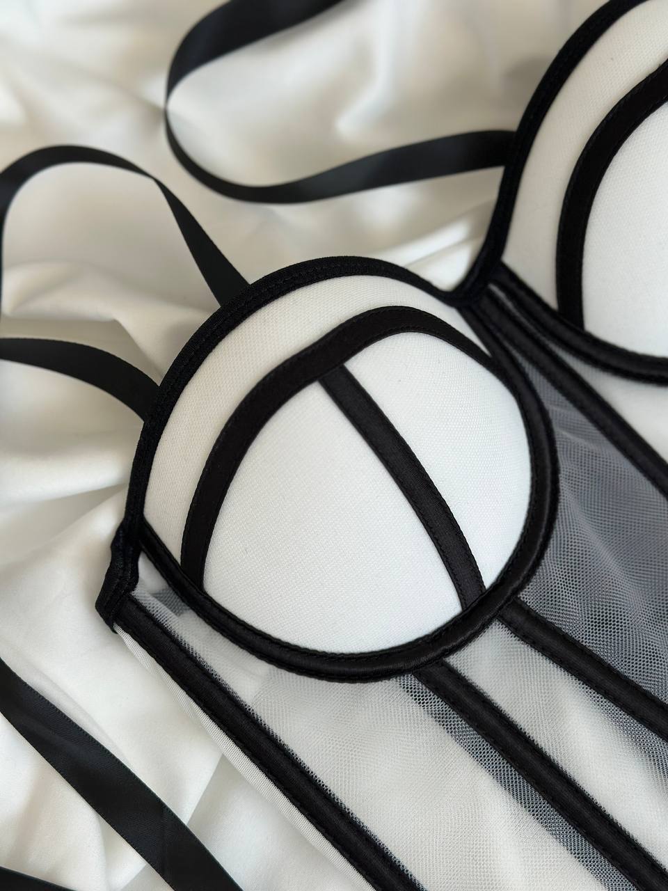 Halo Affair — White Corset Lingerie Set in White — product view 4
