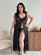 Noir Bloom — Black Lace Lingerie Set in Black — product view 4