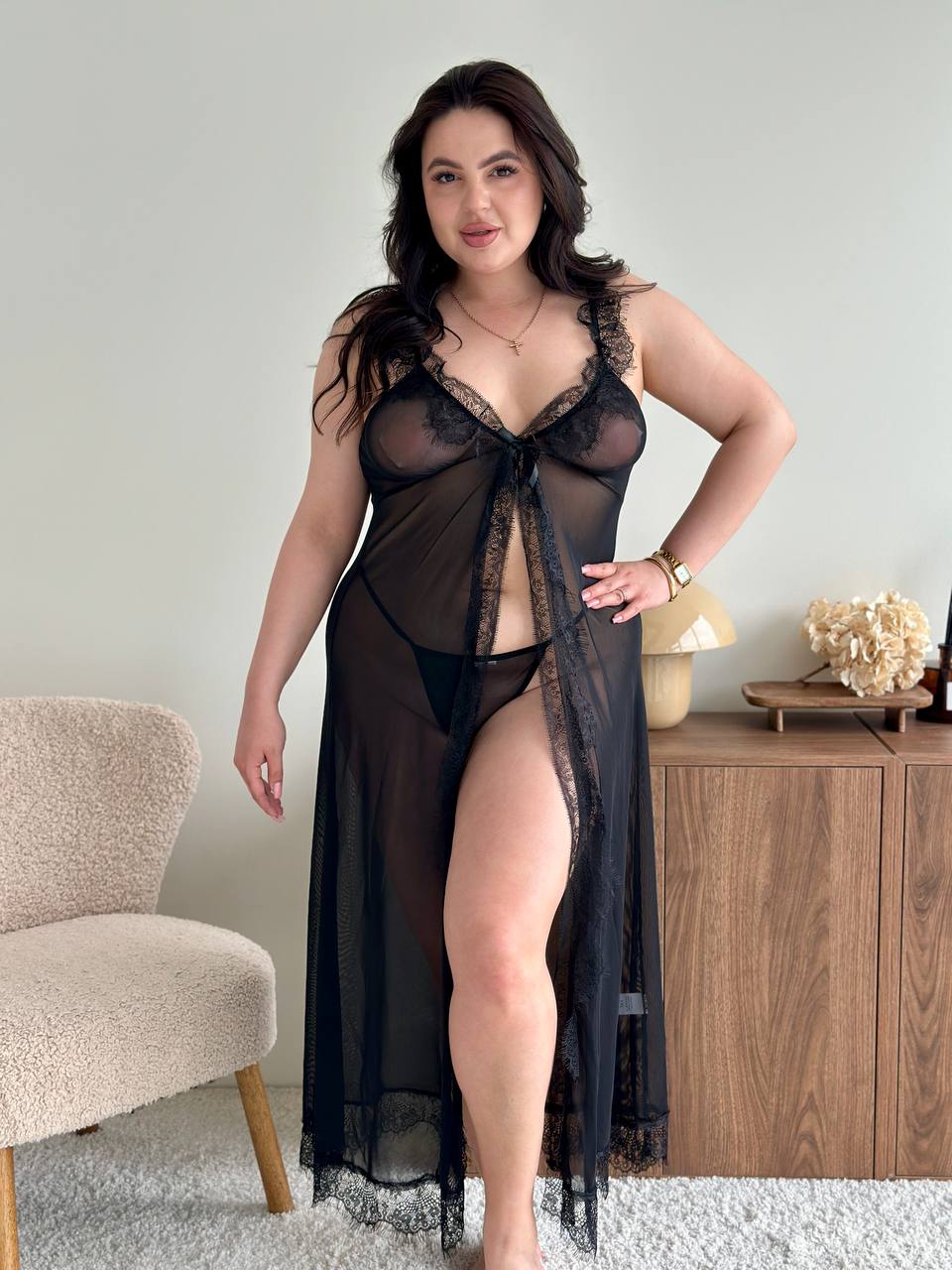 Noir Bloom — Black Lace Lingerie Set in Black — product view 4