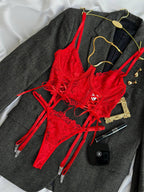 Red Hot Signal — Red Lace Lingerie Set in Red — product view 2