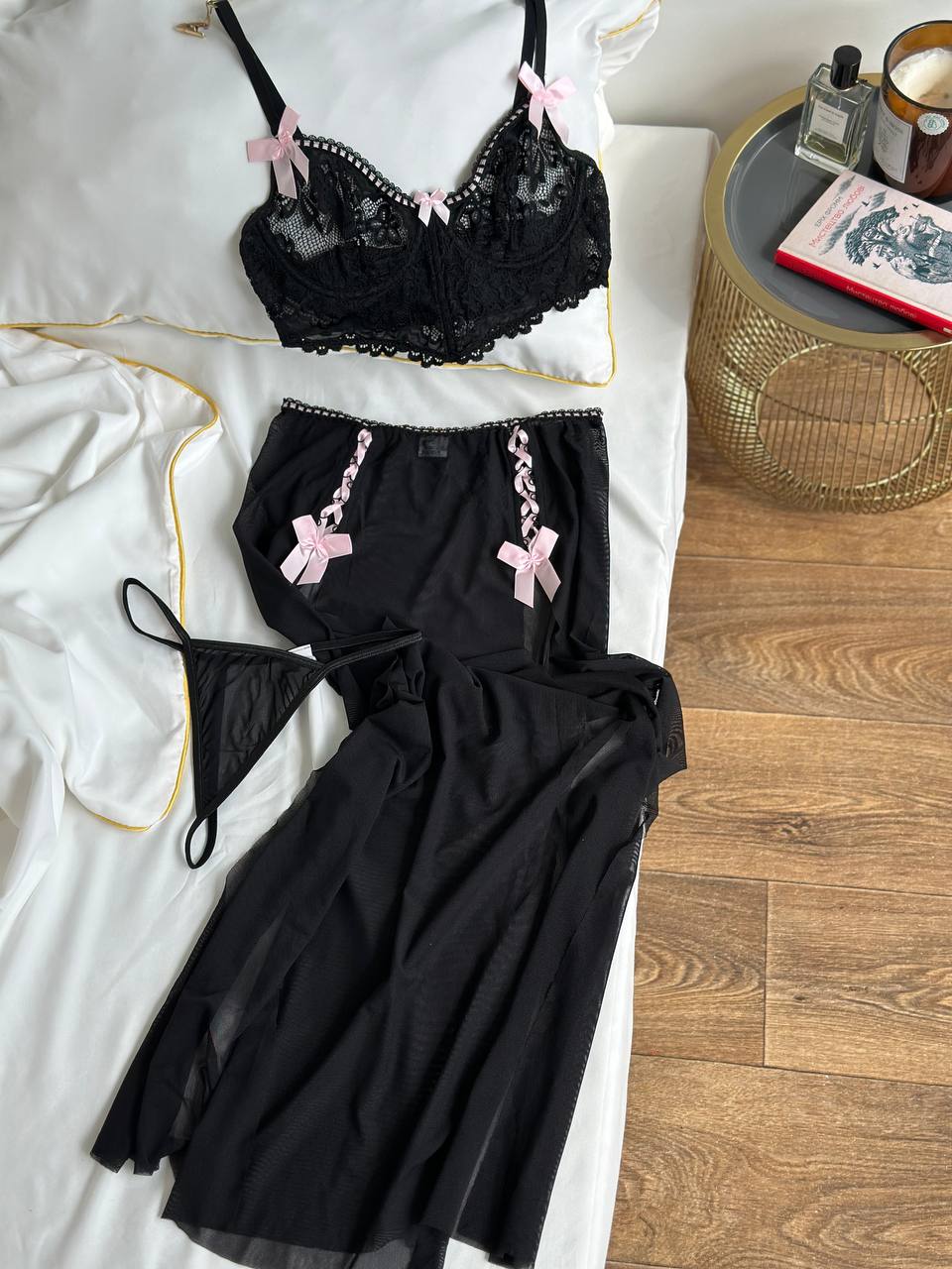 Blush Voltage — Pink Lace Lingerie Set in Pink — product view 4