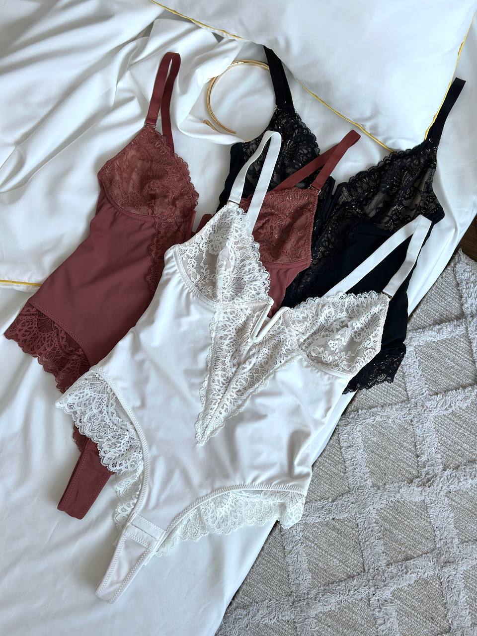 Velvet Spell — Black Lace Bodysuit in Black — product view 2