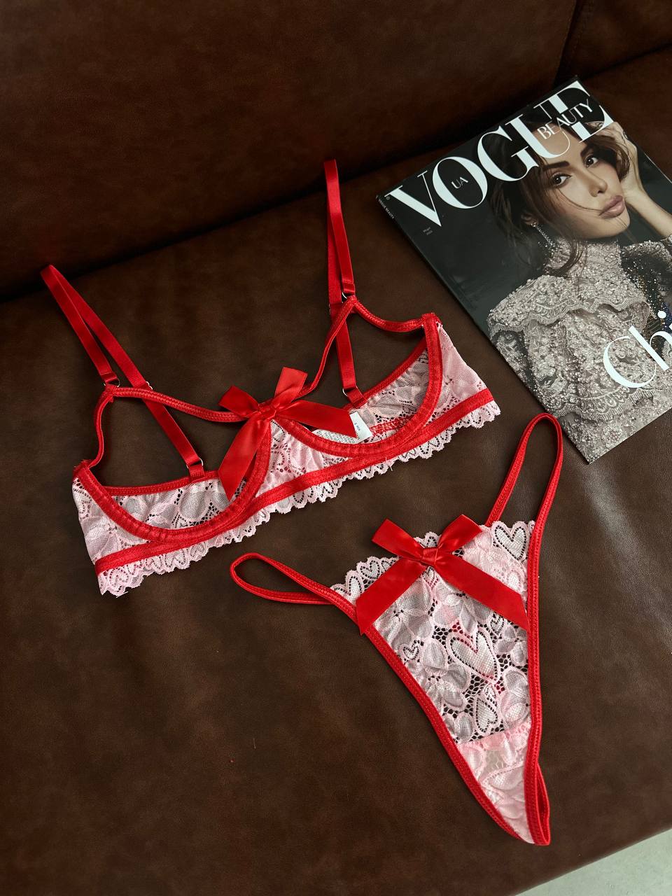Rouge Signal — Red Lace Lingerie Set in Red — product view 3