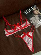 Rouge Signal — Red Lace Lingerie Set in Red — product view 3