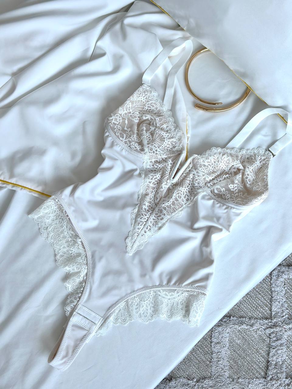 First Light Voltage — White Lace Bodysuit in White — product view 2
