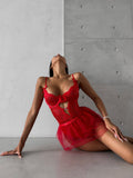 Second Skin Bloom — Lace Lingerie Set in Neutral — front view
