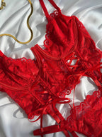 Red Hot Signal — Red Lace Lingerie Set in Red — product view 4