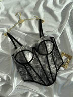 Silver Screen Muse — Gray Corset Lingerie Set in Gray — product view 2
