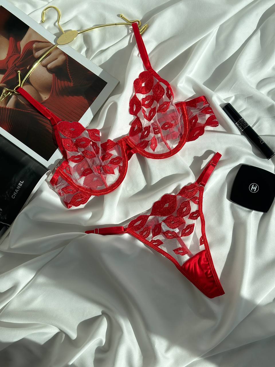 Crimson Shadow — Red Lingerie Set in Red — product view 2
