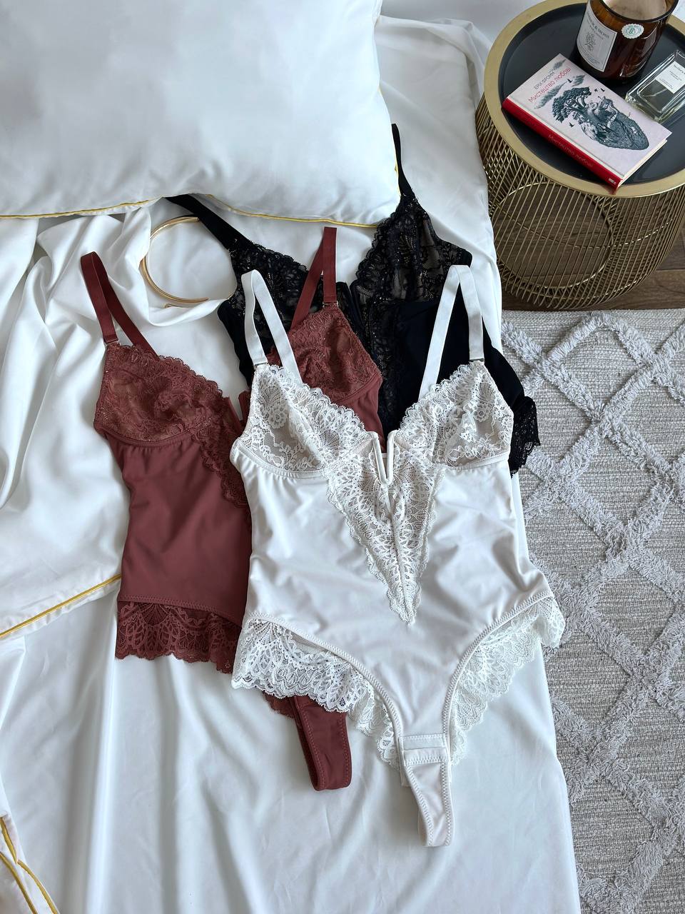 Velvet Spell — Black Lace Bodysuit in Black — product view 4
