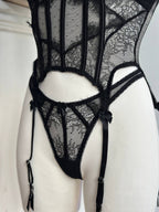 Noir Whisper — Black Corset Lingerie Set in Black — product view 3