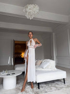 Secret Voltage — Lace Peignoir Set in Neutral — product view 4