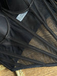 Noir Glimmer — Black Corset Lingerie Set in Black — front view