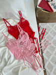 Petal Muse — Pink Sheer Bodysuit in Pink — front view