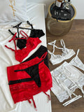 Midnight Bloom — Black Lingerie Set in Black — front view