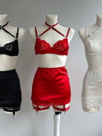 Black Lace Lingerie Set with Skirt — view 2