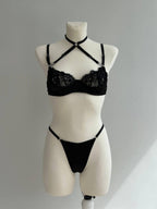 Black Lace Lingerie Set with Skirt — view 6