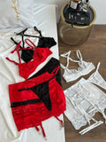 Black Lace Lingerie Set with Skirt — view 1