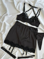 Black Lace Lingerie Set with Skirt — view 7