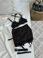Black Lace Lingerie Set with Skirt — view 17