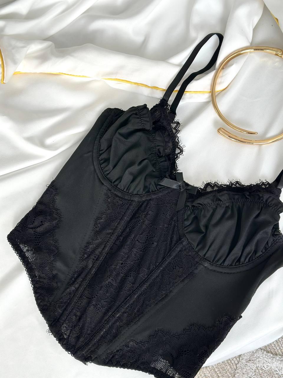 Black Lace Corset Top — view 1