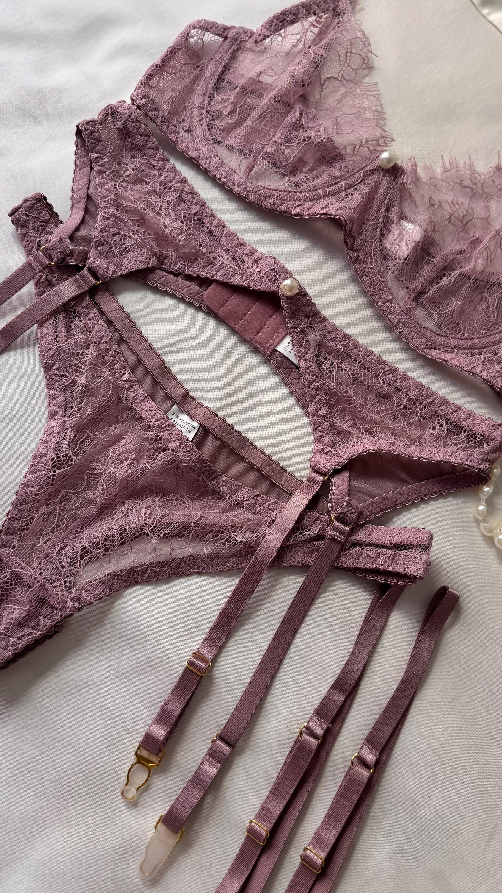 Lavender Lace Lingerie Set — view 4