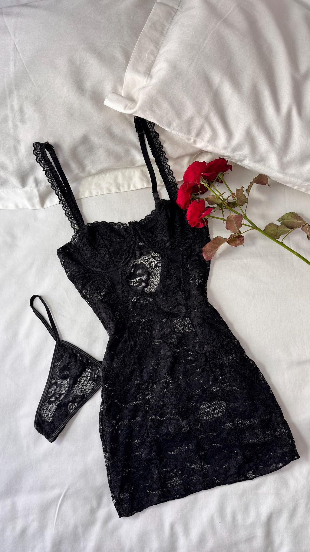 Black Lace Peignoir Lingerie Set — view 2