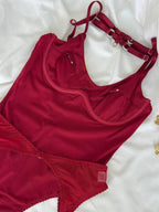 Burgundy Lace Bodysuit Lingerie — view 2