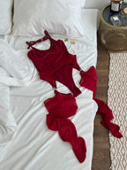 Burgundy Lace Bodysuit Lingerie — view 4