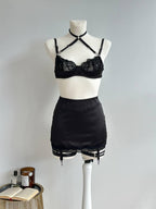 Black Lace Lingerie Set with Skirt — view 18