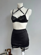 Black Lace Lingerie Set with Skirt — view 20