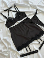 Black Lace Lingerie Set with Skirt — view 9