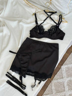 Black Lace Lingerie Set with Skirt — view 19